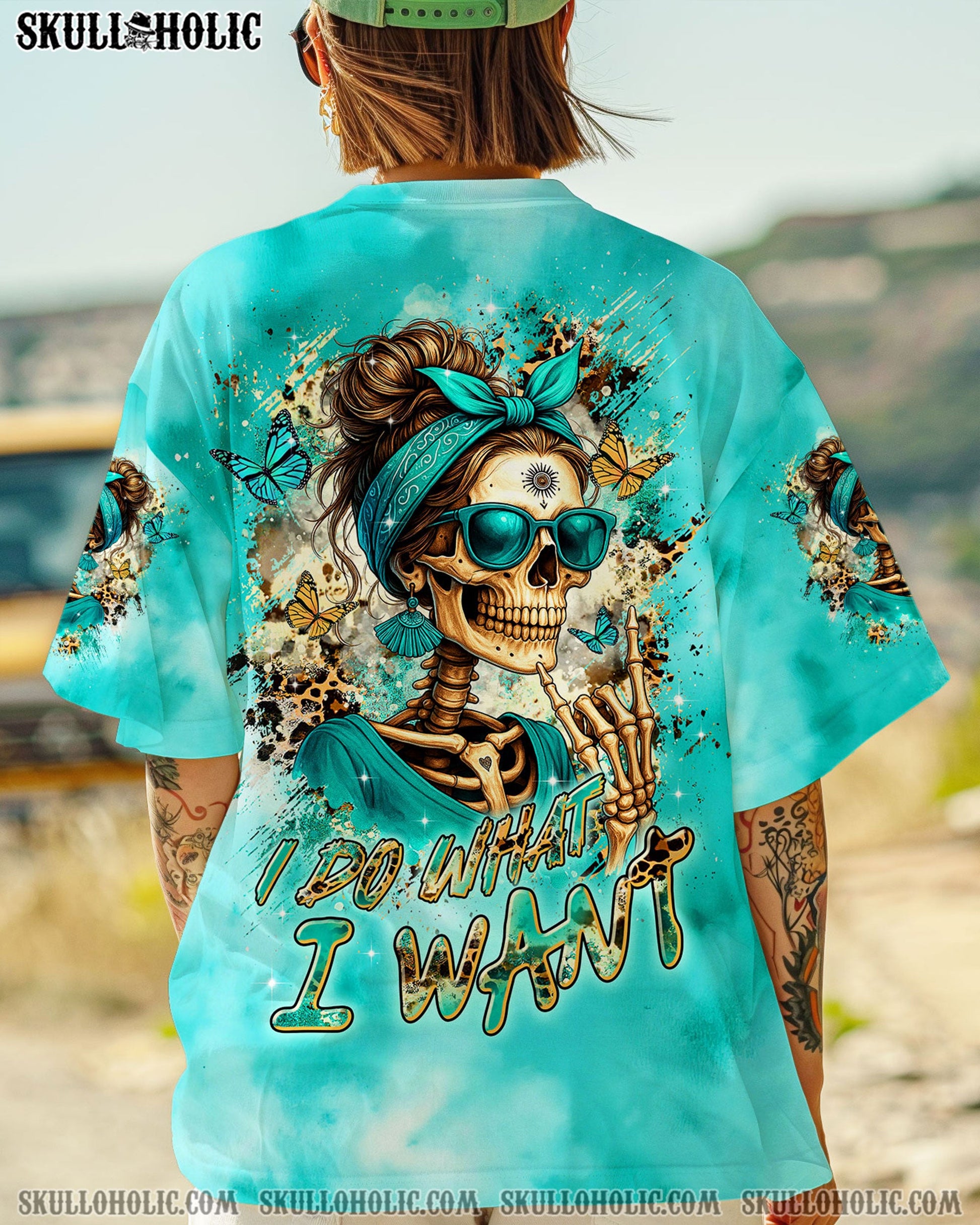 I DO WHAT I WANT MESSY BUN SKULL ALL OVER PRINT  - TLTR0805252