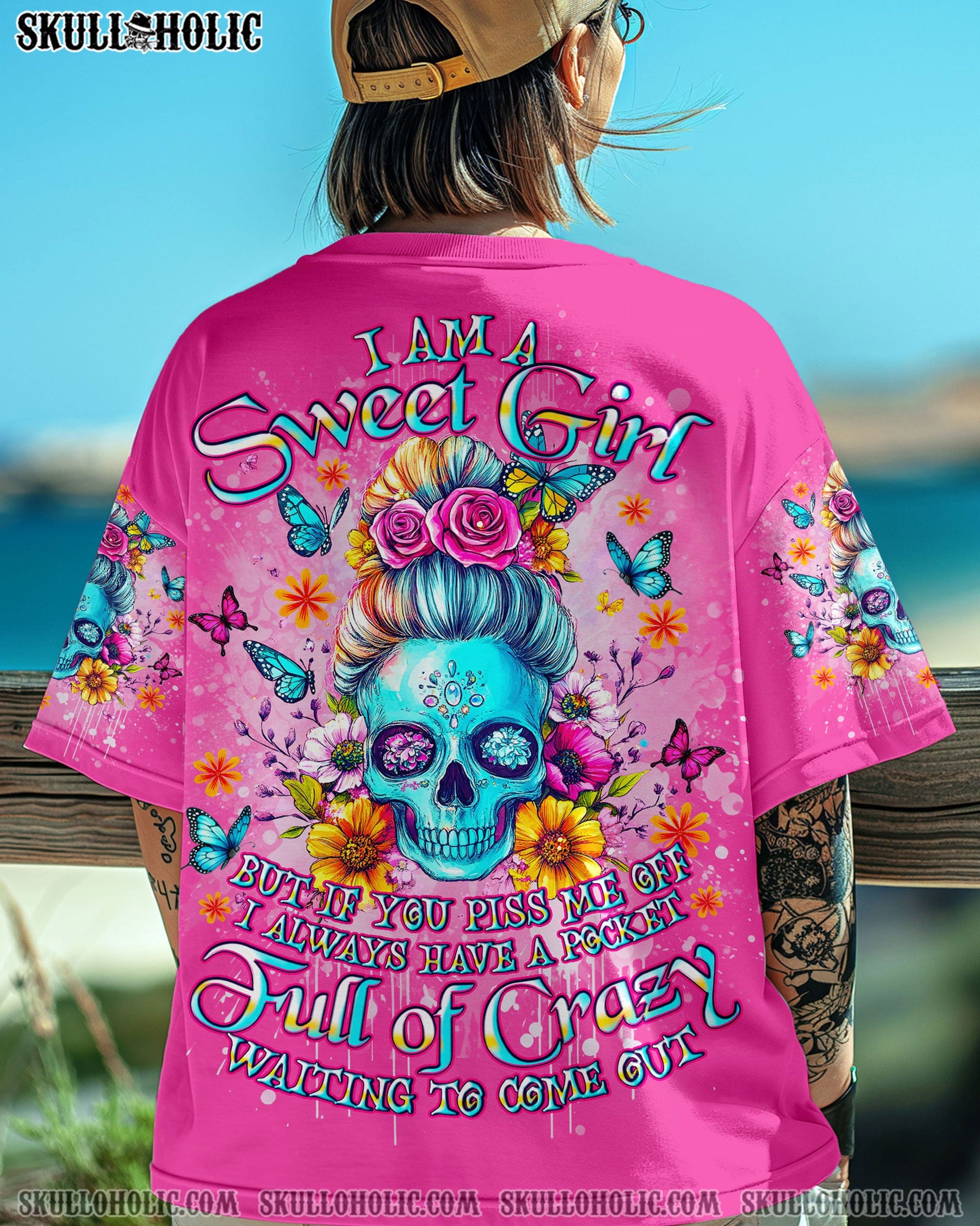 I AM A SWEET GIRL FLOWER SKULL ALL OVER PRINT -  TLNO2603252
