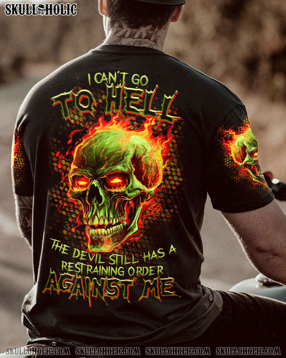 I CAN'T GO TO HELL SKULL FLAMING ALL OVER PRINT - TLTR1008233