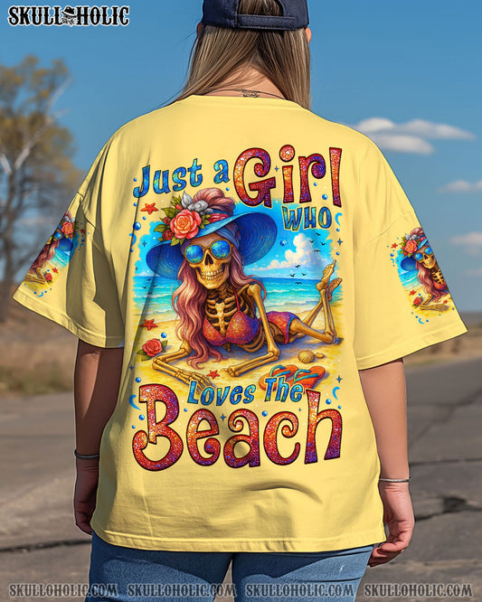 JUST A GIRL WHO LOVES THE BEACH SKELETON ALL OVER PRINT - TYTM1104253