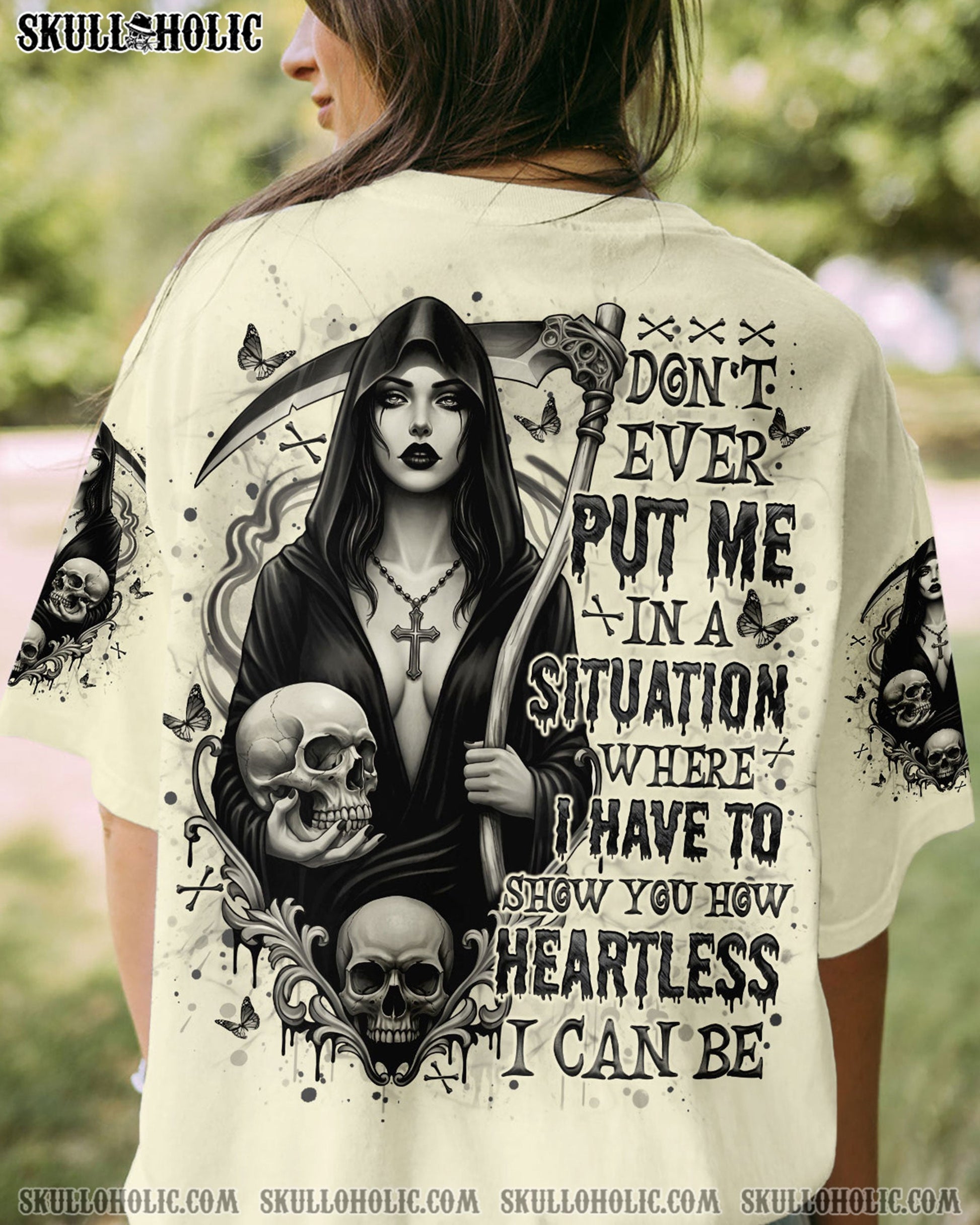 HOW HEARTLESS I CAN BE SKULL LADY ALL OVER PRINT   - TLNO1704251
