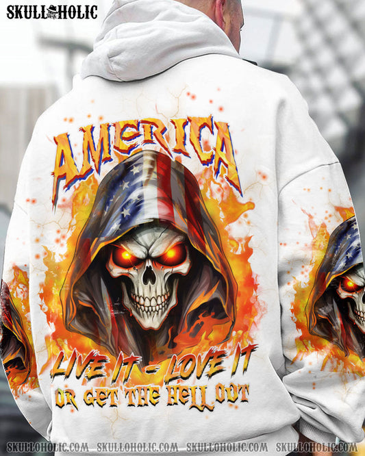 AMERICA LIVE IT LOVE IT OR GET THE HELL OUT SKULL ALL OVER PRINT - YHHN0501241