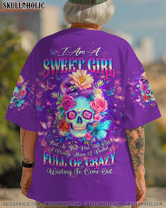I AM A SWEET GIRL  SKULL MESSY BUN  ALL OVER PRINT -  TLTW3103252