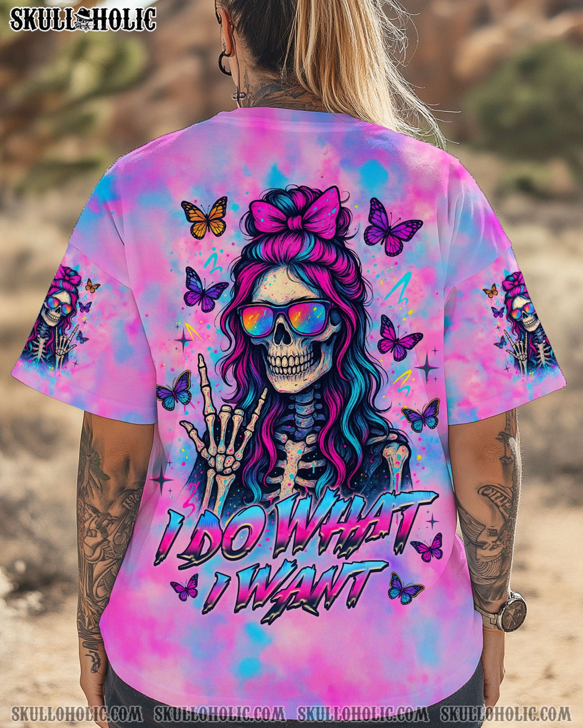 I DO WHAT I WANT MESSY BUN SKULL ALL OVER PRINT  - TLNZ0805253