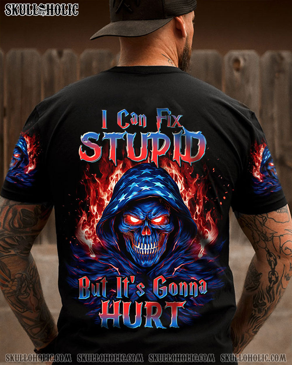 I CAN FIX STUPID BUT IT'S GONNA HURT AMERICA SKULL REAPER ALL OVER PRINT - TLTW2609233