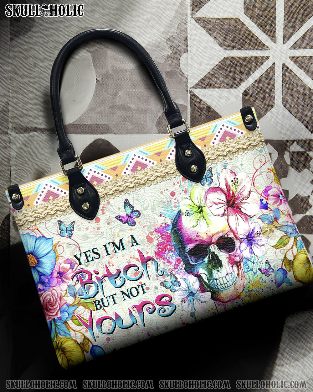 YES I'M A B BUT NOT YOURS LEATHER HANDBAG - YHHN2703243