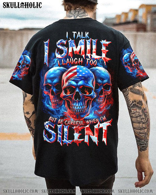 BE CAREFUL WHEN I'M SILENT 3 SKULLS ALL OVER PRINT - TLTR0407232