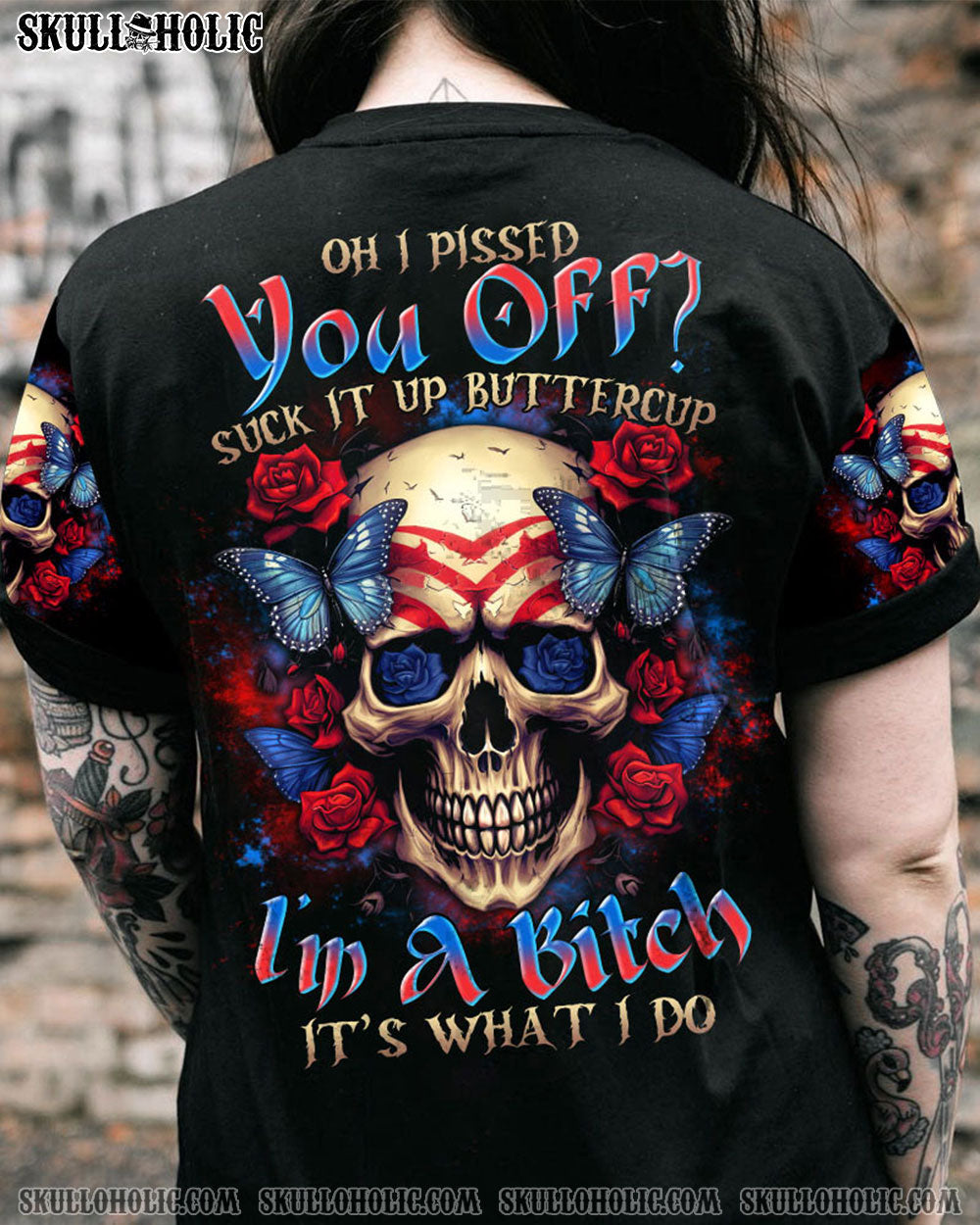 OH I PISSED YOU OFF SKULL ROSE AMERICA ALL OVER PRINT - TLTR1305231