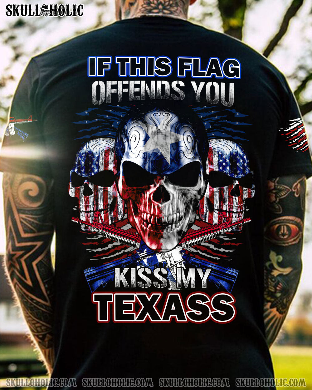 IF THE FLAG OFFENDS YOU TEXAS PATRIOTIC SKULL ALL OVER PRINT - YHTG2909223