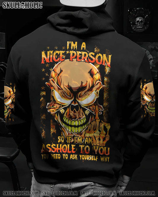 I'M A NICE PERSON FIRE SKULL FLAG ALL OVER PRINT - TLTM2710223