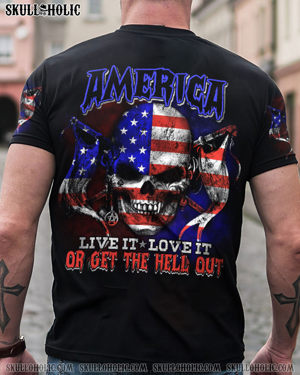 AMERICA LIVE IT SKULL FLAG ALL OVER PRINT - TLTM270922