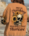 SHE IS SUNSHINE SUNFLOWER SKULL ALL OVER PRINT - YHLN0902231