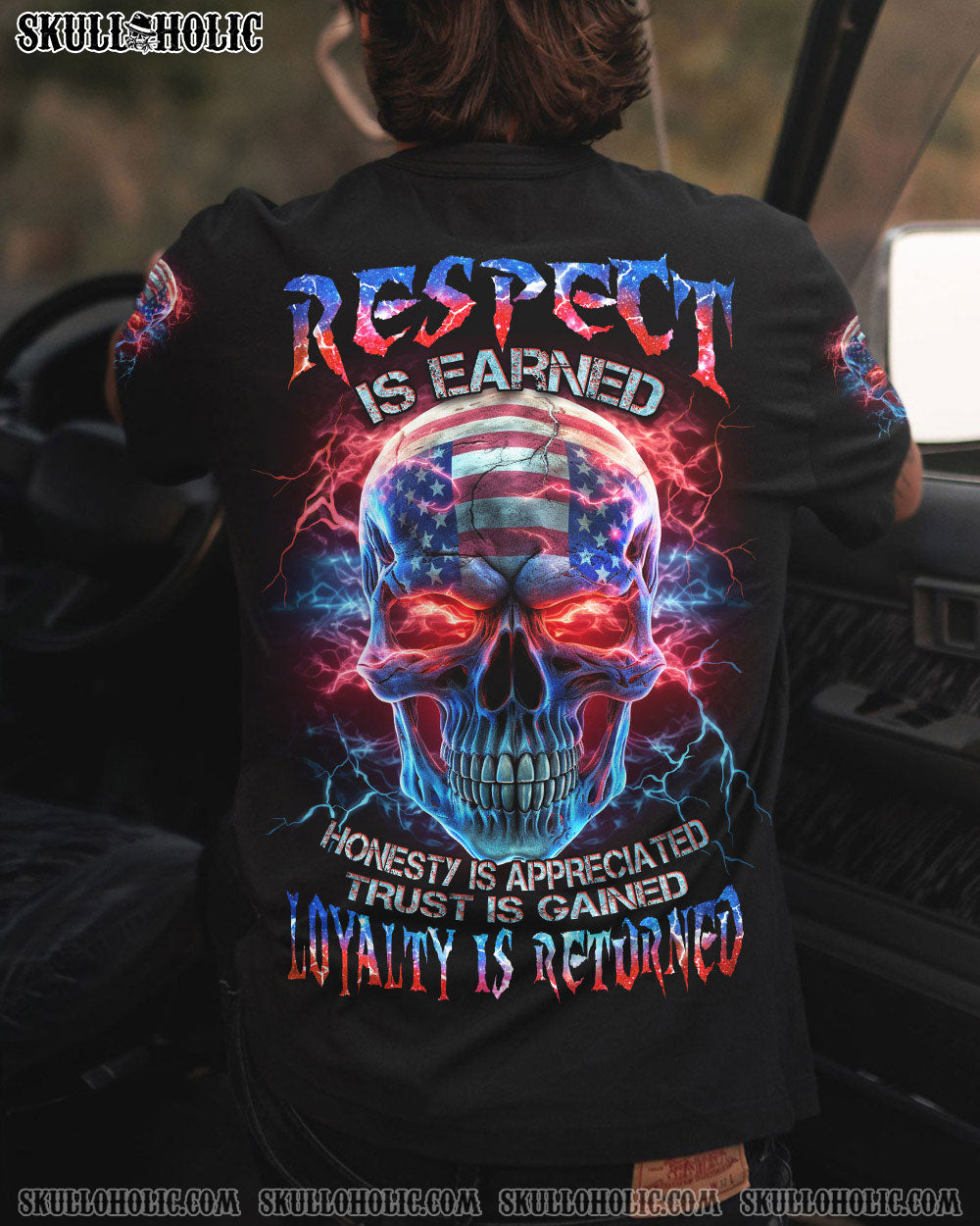 RESPECT IS EARNED SKULL FLAG ALL OVER PRINT - TLNZ0806232