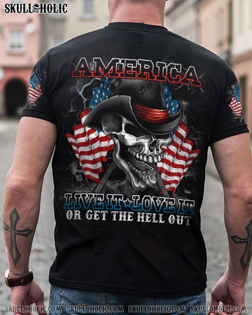 AMERICA LIVE IT LOVE IT SKULL WITH FLAG ALL OVER PRINT - TLTM2109222