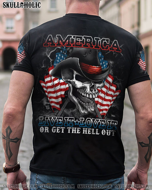 AMERICA LIVE IT LOVE IT SKULL WITH FLAG ALL OVER PRINT - TLTM2109222