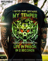 MY TEMPER CAN GO FROM ZERO SKULL ALL OVER PRINT - YHTG0710222