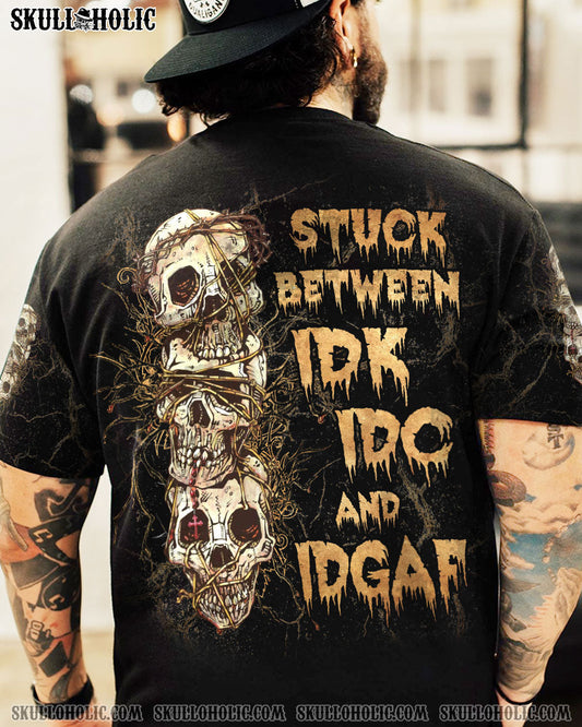STUCK BETWEEN IDK IDC AND IDGAF SKULL ALL OVER PRINT - YHLN2312221