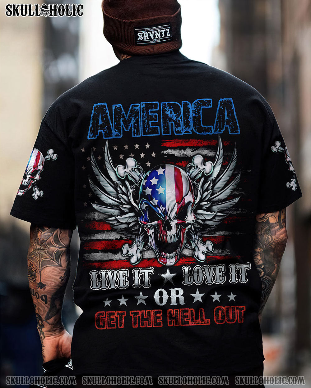 AMERICA LIVE IT LOVE IT WINGS SKULL ALL OVER PRINT - TLNZ1509222