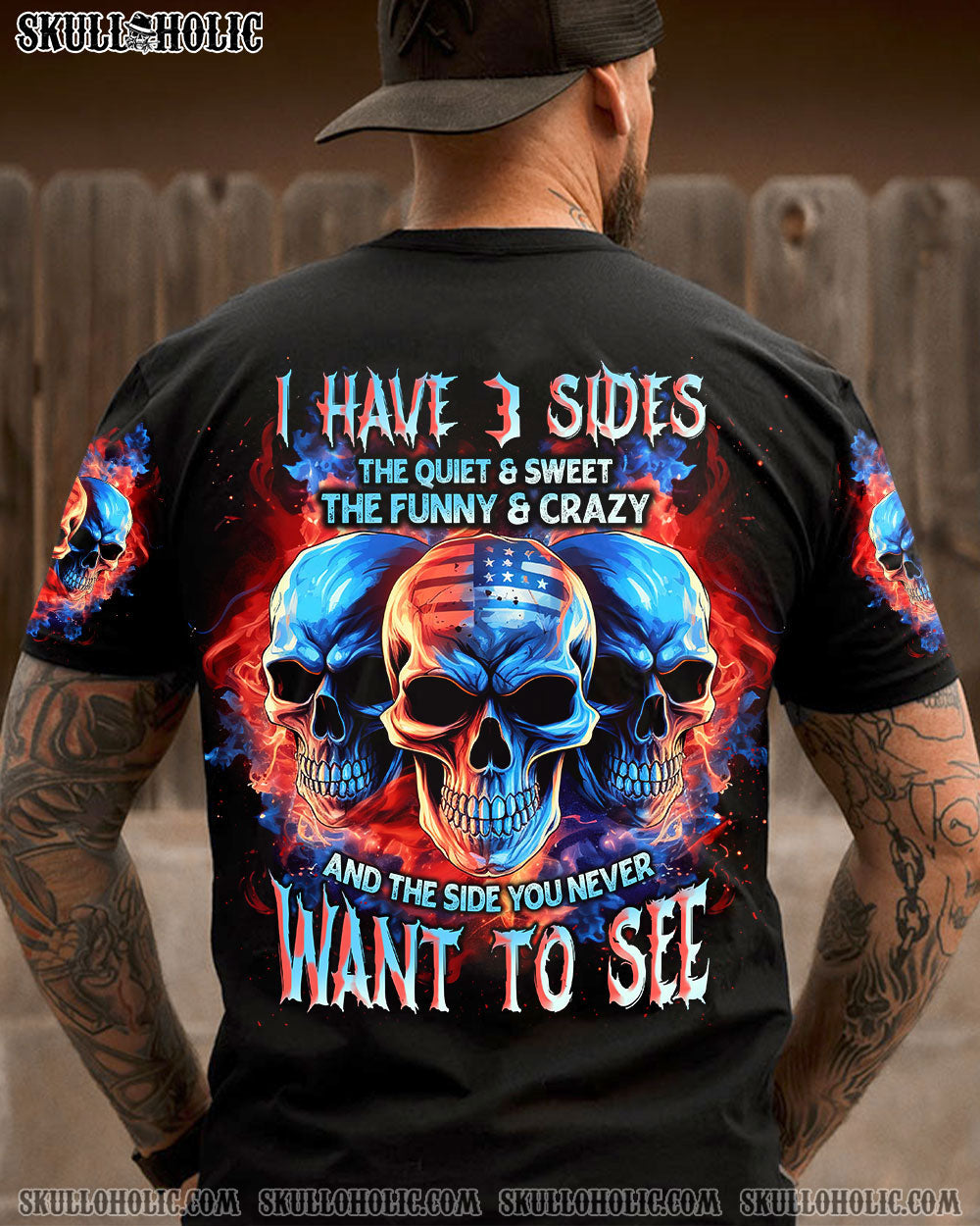 I HAVE 3 SIDES 3 SKULLS FLAG ALL OVER PRINT - TLNT0906234
