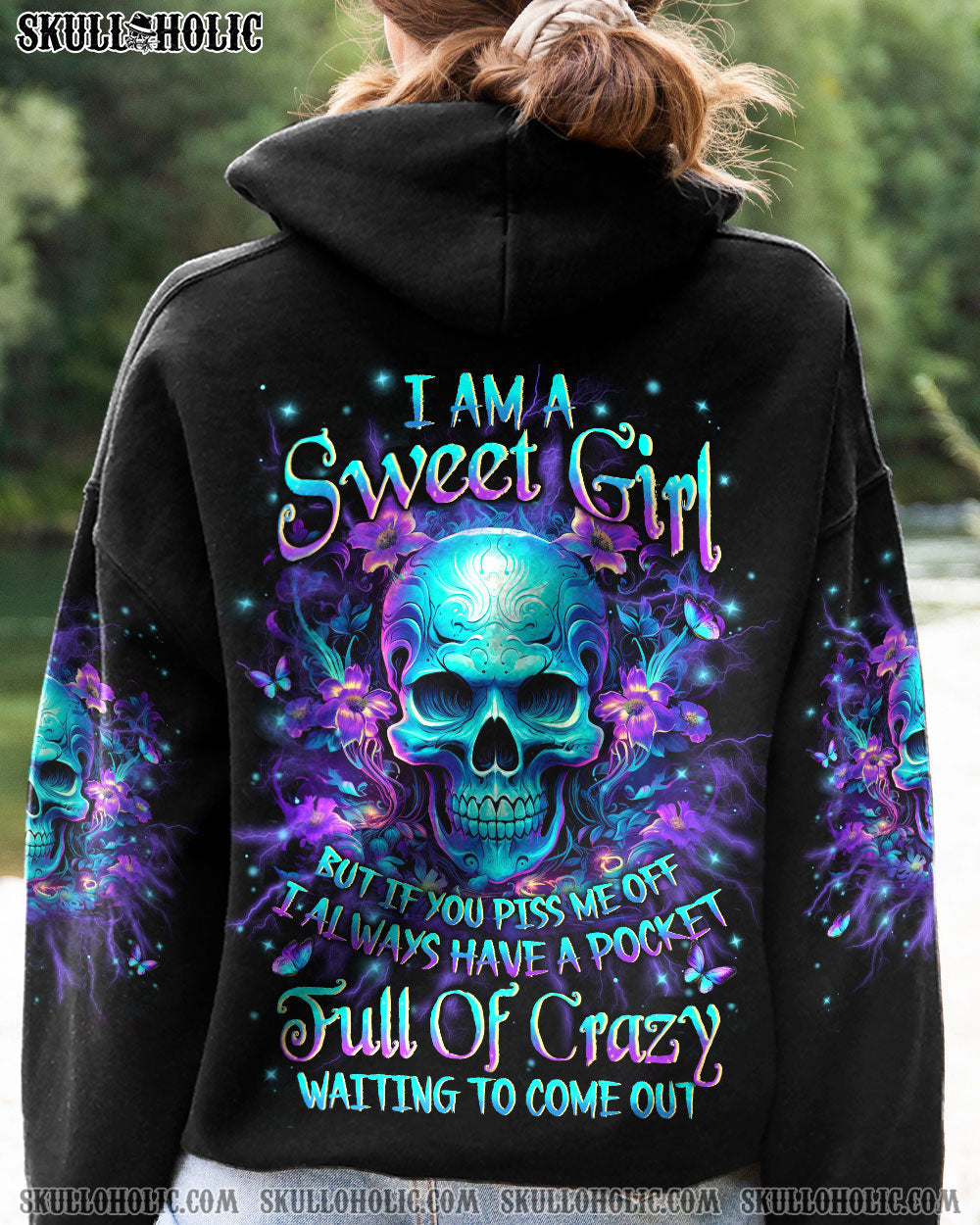 I AM A SWEET GIRL FLOWER SKULL ALL OVER PRINT - YHLN1310234