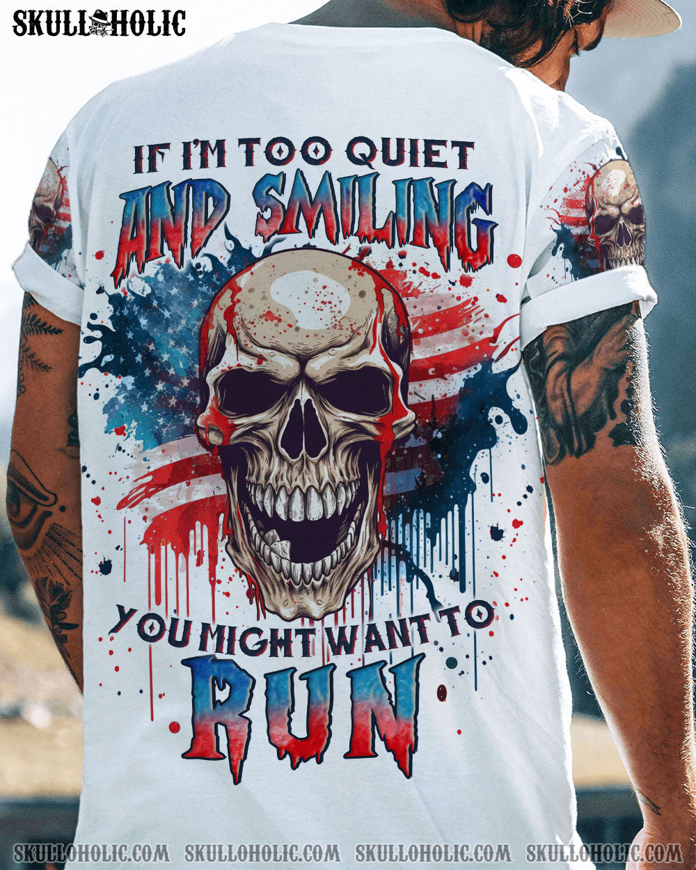 IF I'M TOO QUIET AND SMILING MAD SKULL FLAG ALL OVER PRINT - YHLN2006232