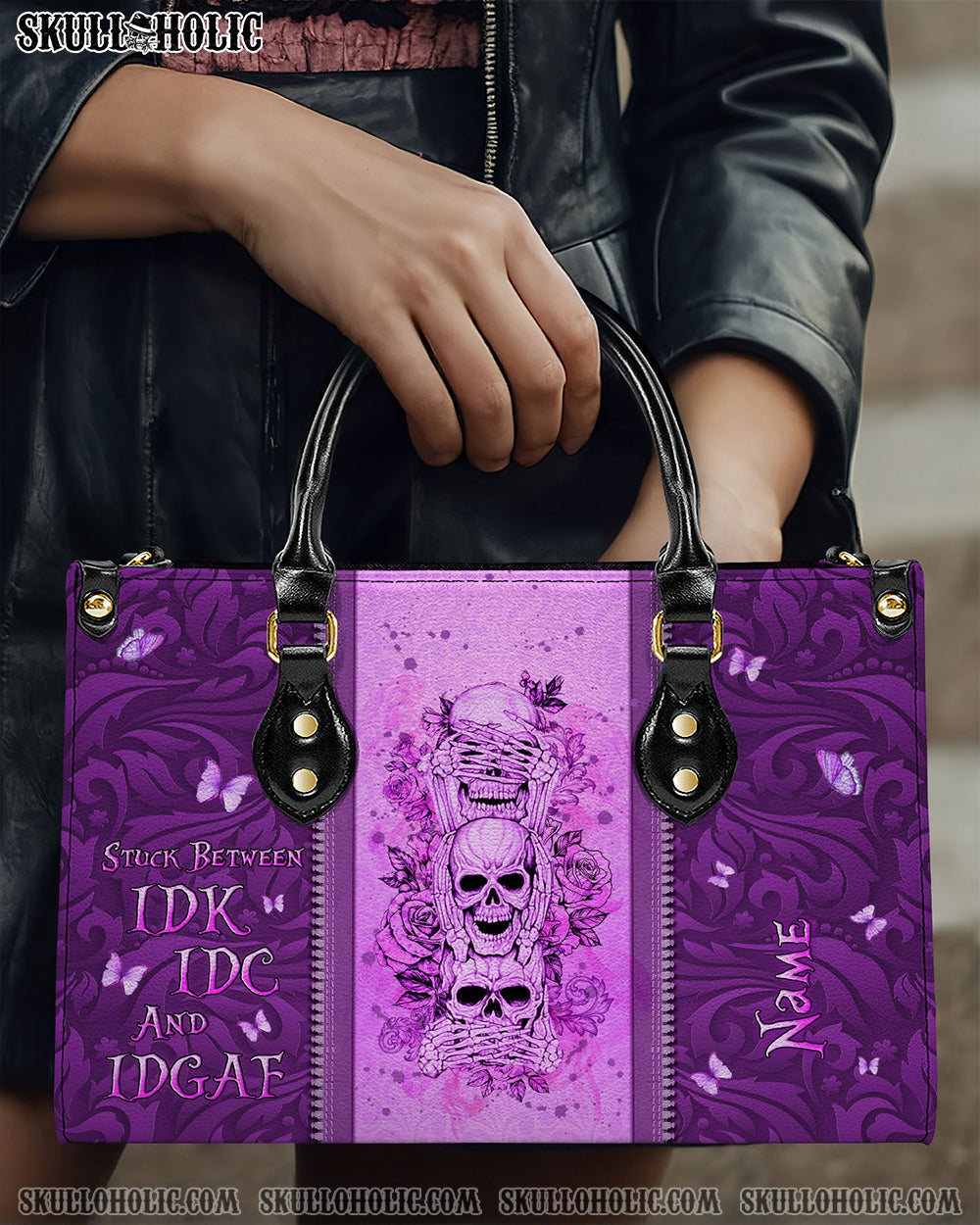 STUCK BETWEEN IDK IDC AND IDGAF LEATHER HANDBAG - YHLN2703243