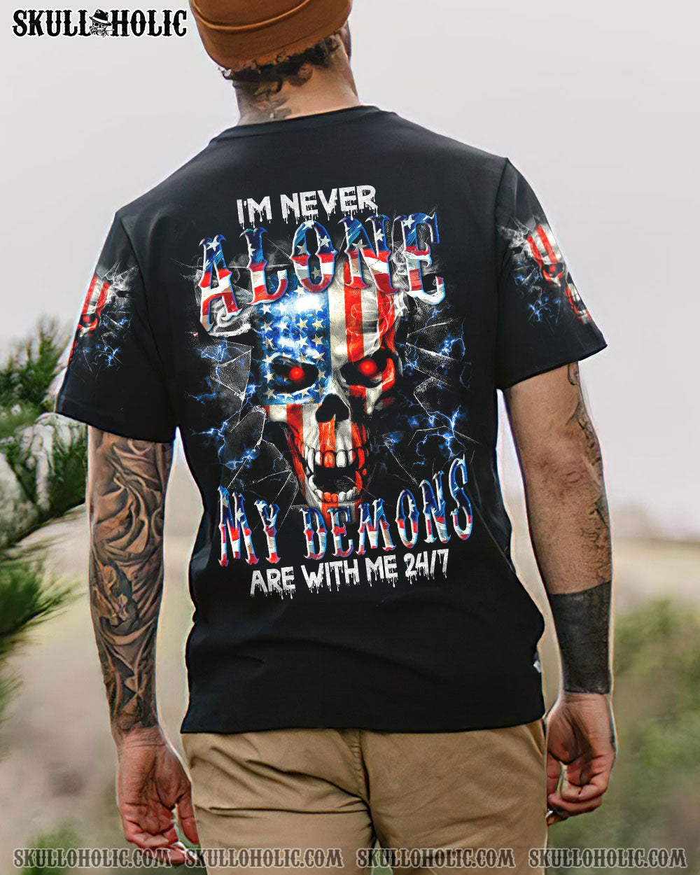 I'M NEVER ALONE SKULL FLAG ALL OVER PRINT - TLTM1006231