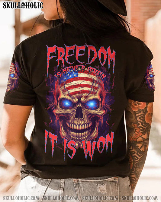 FREEDOM IS NEVER GIVEN IT IS WON ALL OVER PRINT - TYTD1905231