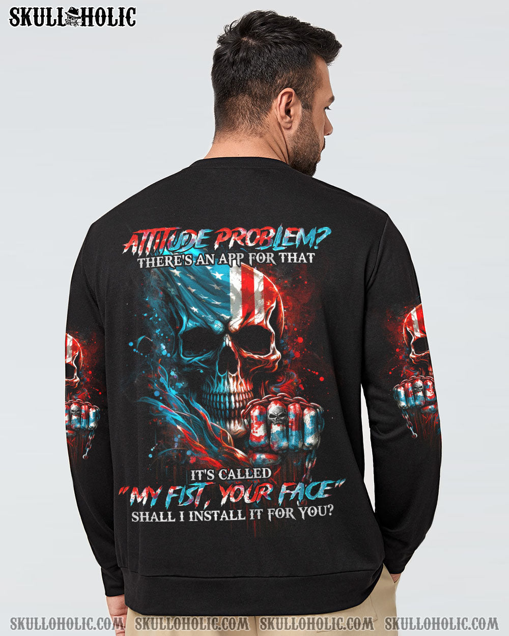 ATTITUDE PROBLEM SKULL FLAG ALL OVER PRINT - TLNO1803233