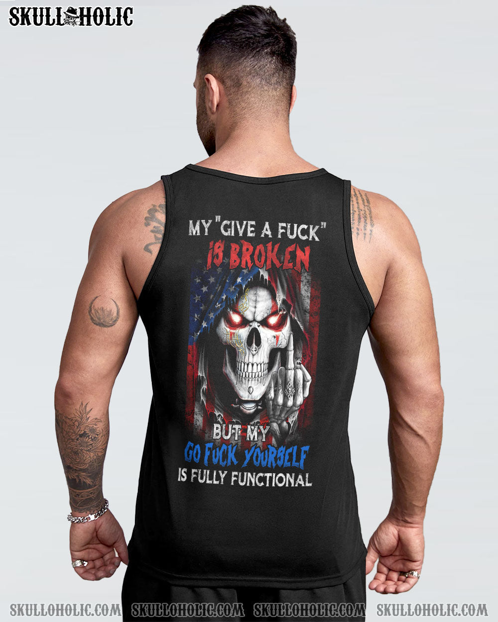 MY GIVE A F IS BROKEN FLAG SKULL ALL OVER PRINT - YHHN1711221