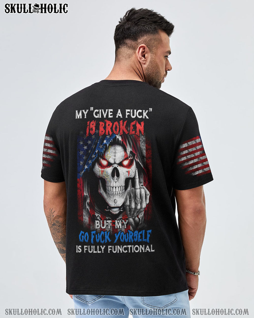 MY GIVE A F IS BROKEN FLAG SKULL ALL OVER PRINT - YHHN1711221