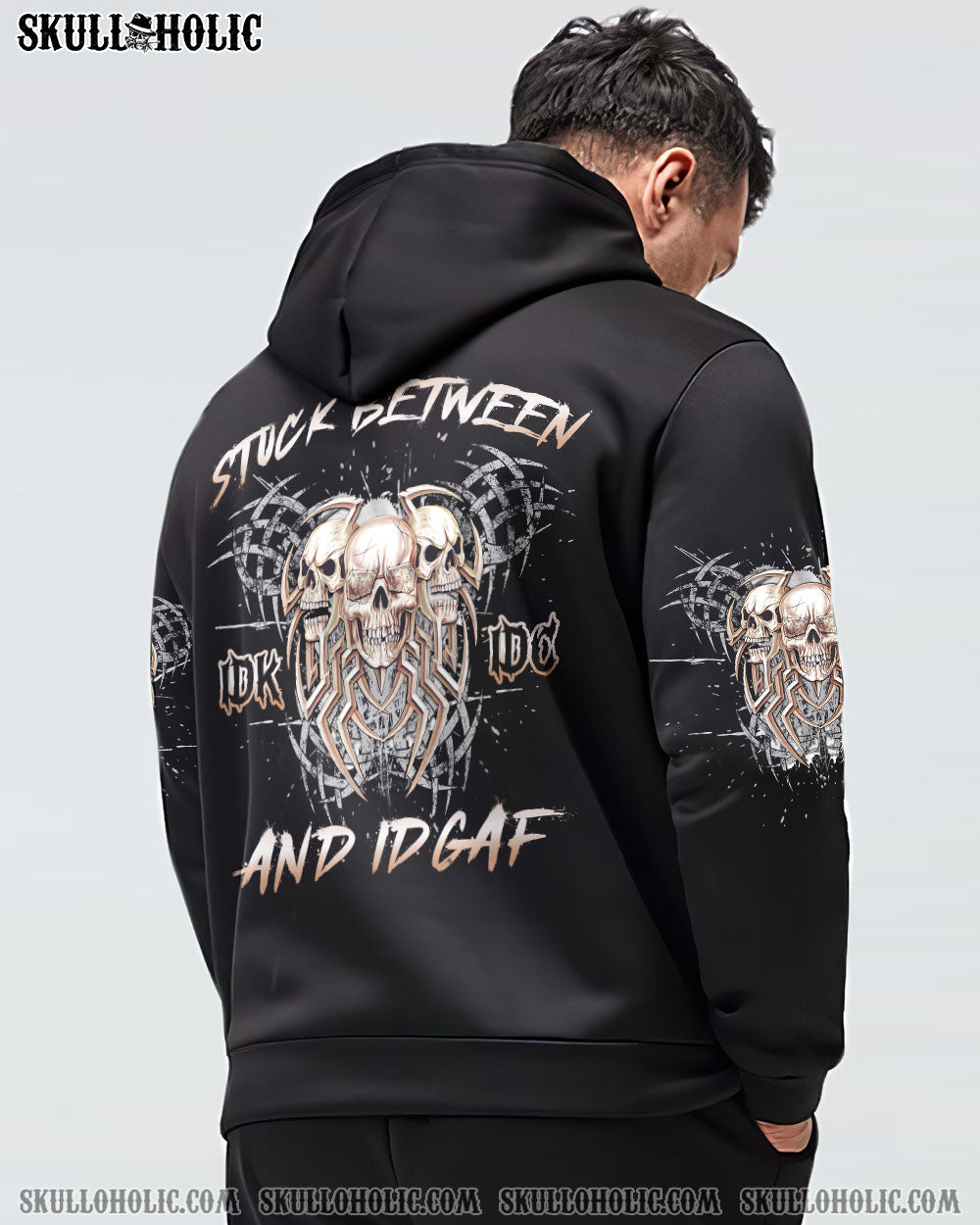 STUCK BETWEEN IDK IDC AND IDGAF SKULL ALL OVER PRINT - YHLN2911221