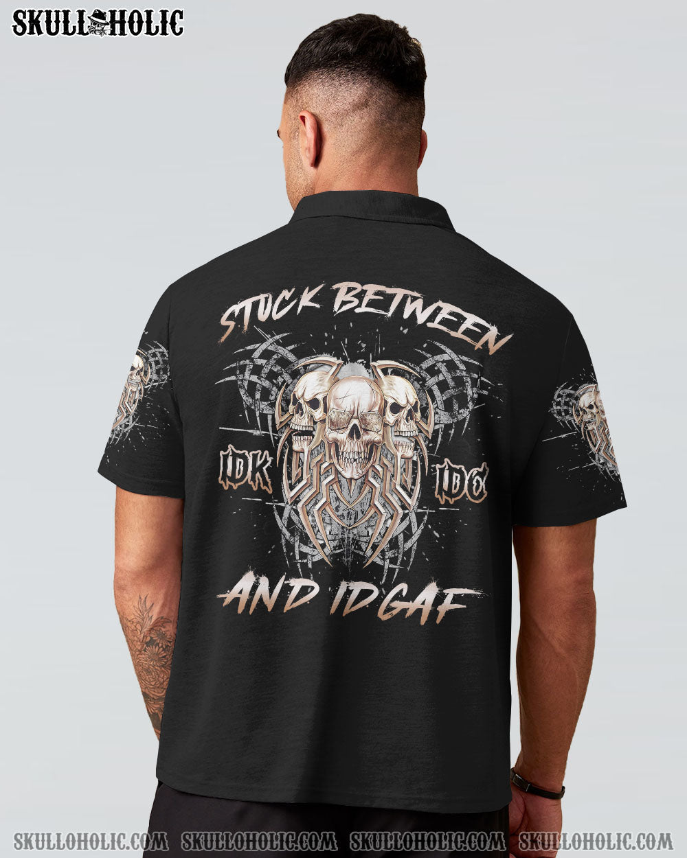 STUCK BETWEEN IDK IDC AND IDGAF SKULL ALL OVER PRINT - YHLN2911221