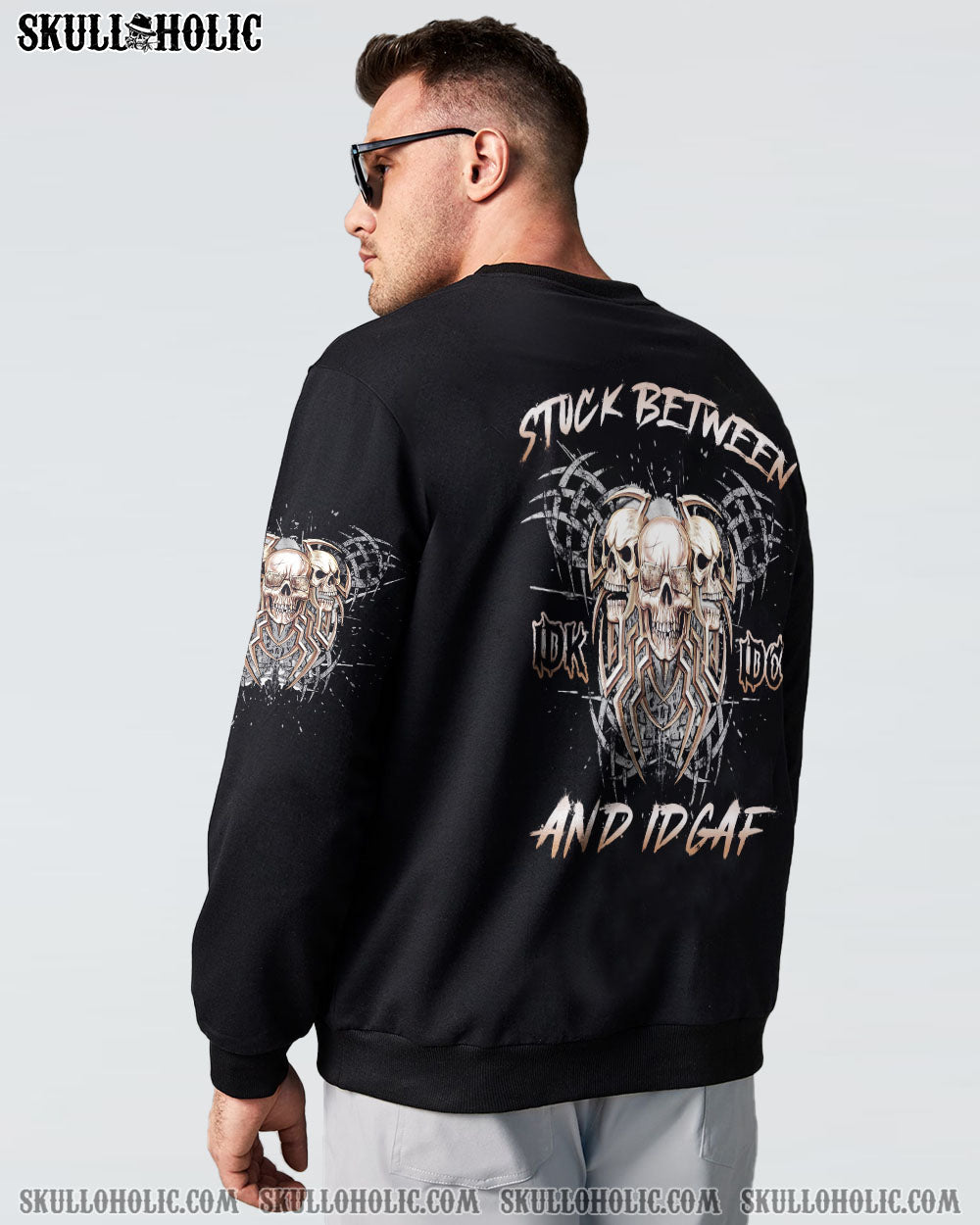 STUCK BETWEEN IDK IDC AND IDGAF SKULL ALL OVER PRINT - YHLN2911221