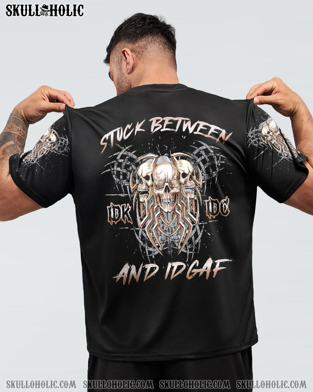 STUCK BETWEEN IDK IDC AND IDGAF SKULL ALL OVER PRINT - YHLN2911221