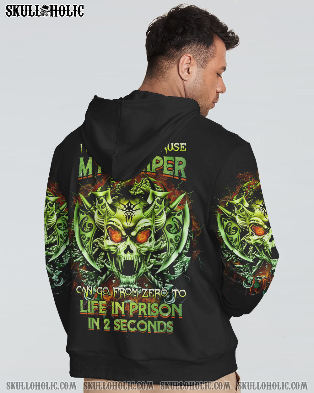 MY TEMPER CAN GO FROM ZERO SKULL ALL OVER PRINT - YHTG0710222
