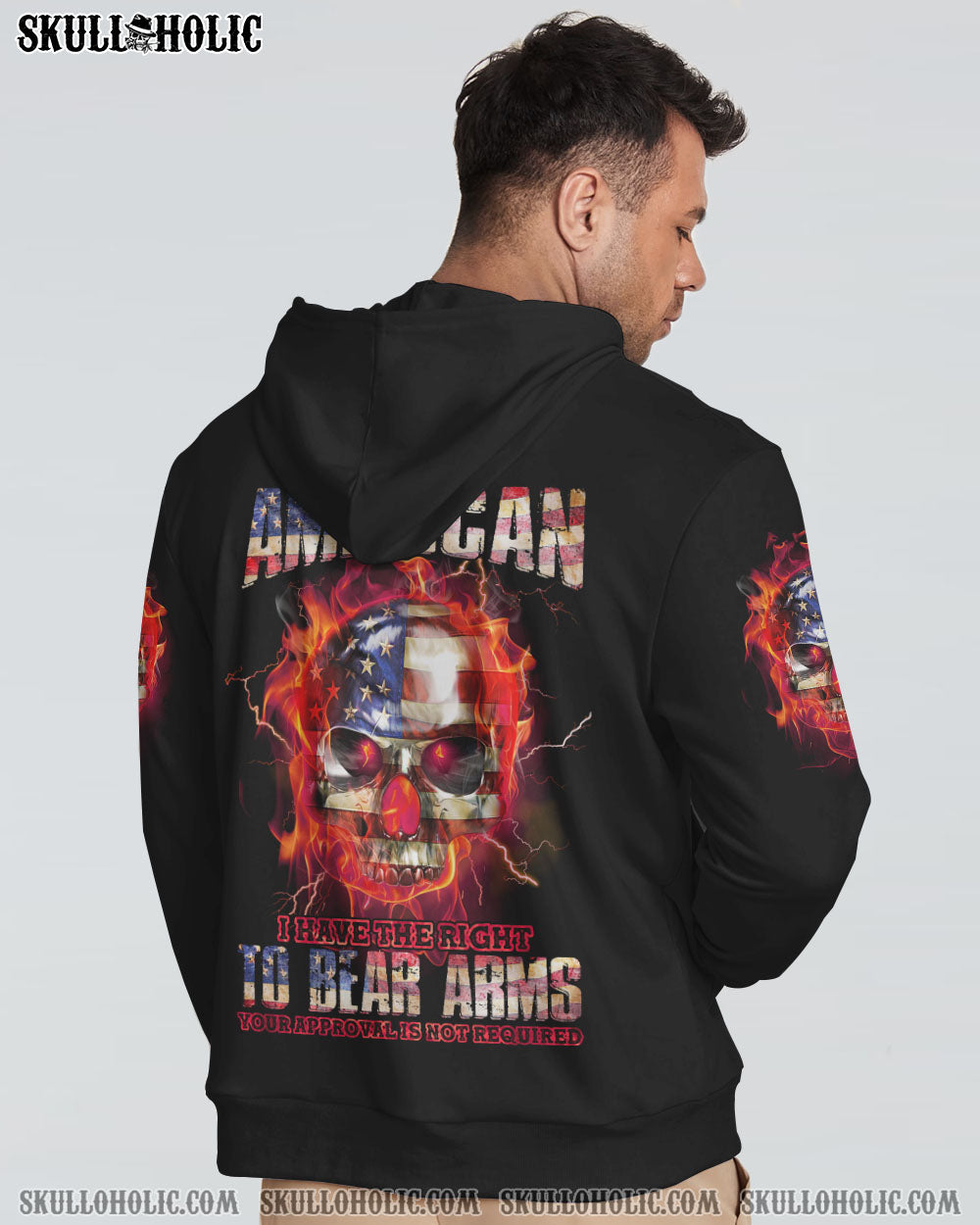 I AM AN AMERICAN FIRE SKULL FLAG ALL OVER PRINT - TLNZ1409221