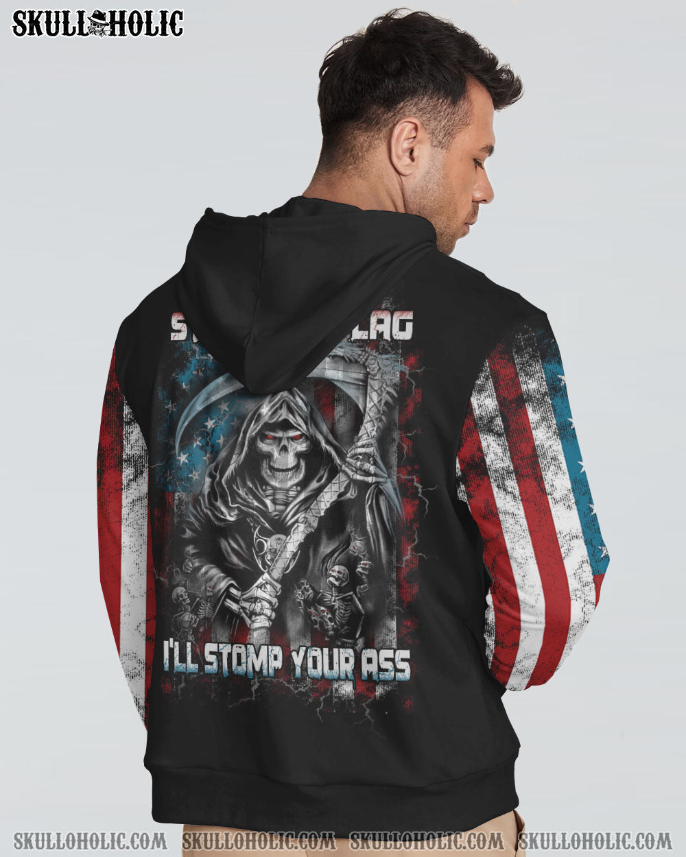 STOMP MY FLAG PATRIOTIC SKULL REAPER ALL OVER PRINT - YHTH1509221