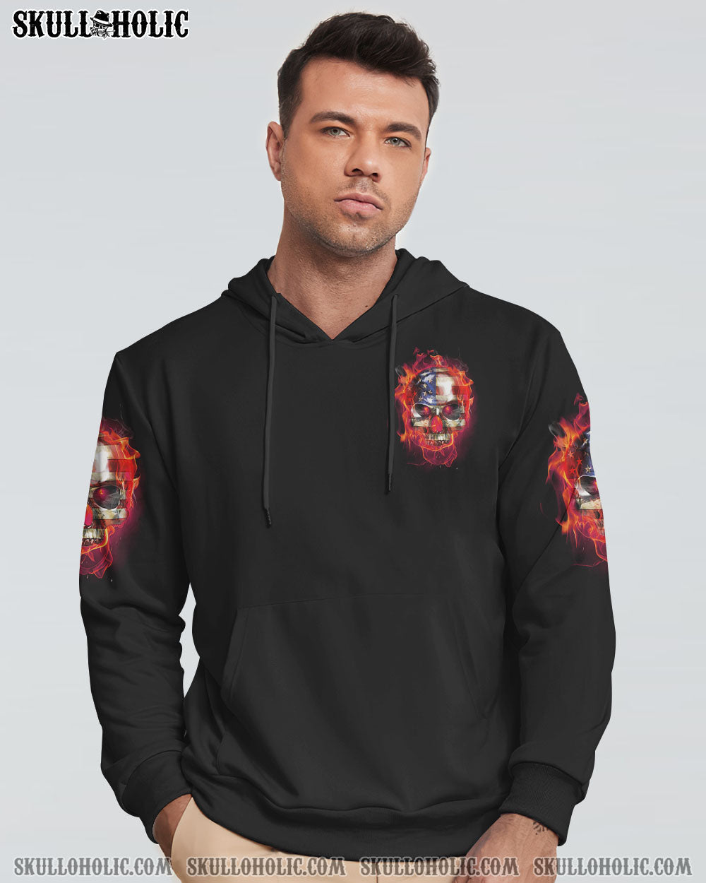 I AM AN AMERICAN FIRE SKULL FLAG ALL OVER PRINT - TLNZ1409221