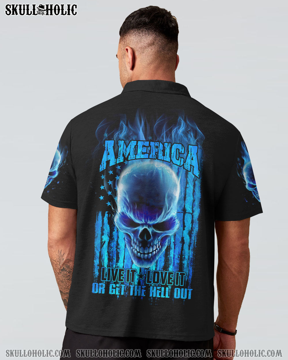 AMERICA LIVE IT FIRE SKULL FLAG ALL OVER PRINT - TLNO0510222