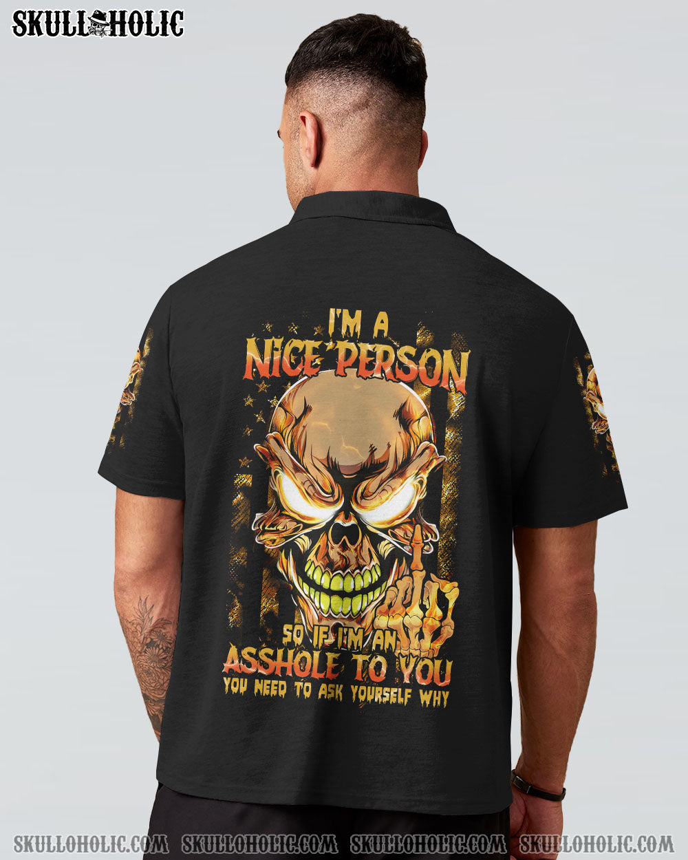 I'M A NICE PERSON FIRE SKULL FLAG ALL OVER PRINT - TLTM2710223