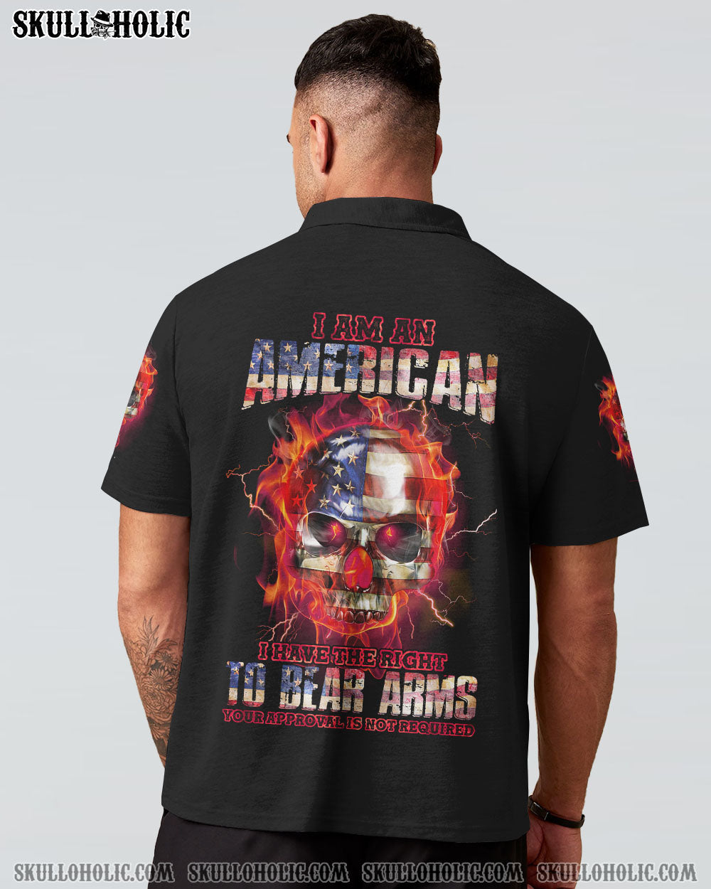 I AM AN AMERICAN FIRE SKULL FLAG ALL OVER PRINT - TLNZ1409221