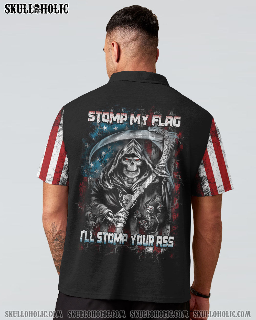 STOMP MY FLAG PATRIOTIC SKULL REAPER ALL OVER PRINT - YHTH1509221
