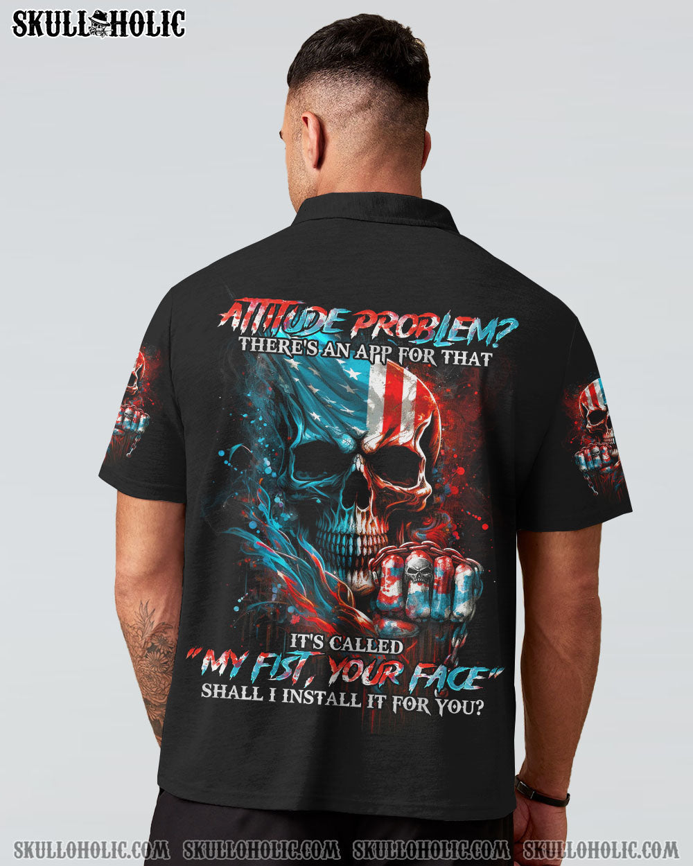 ATTITUDE PROBLEM SKULL FLAG ALL OVER PRINT - TLNO1803233