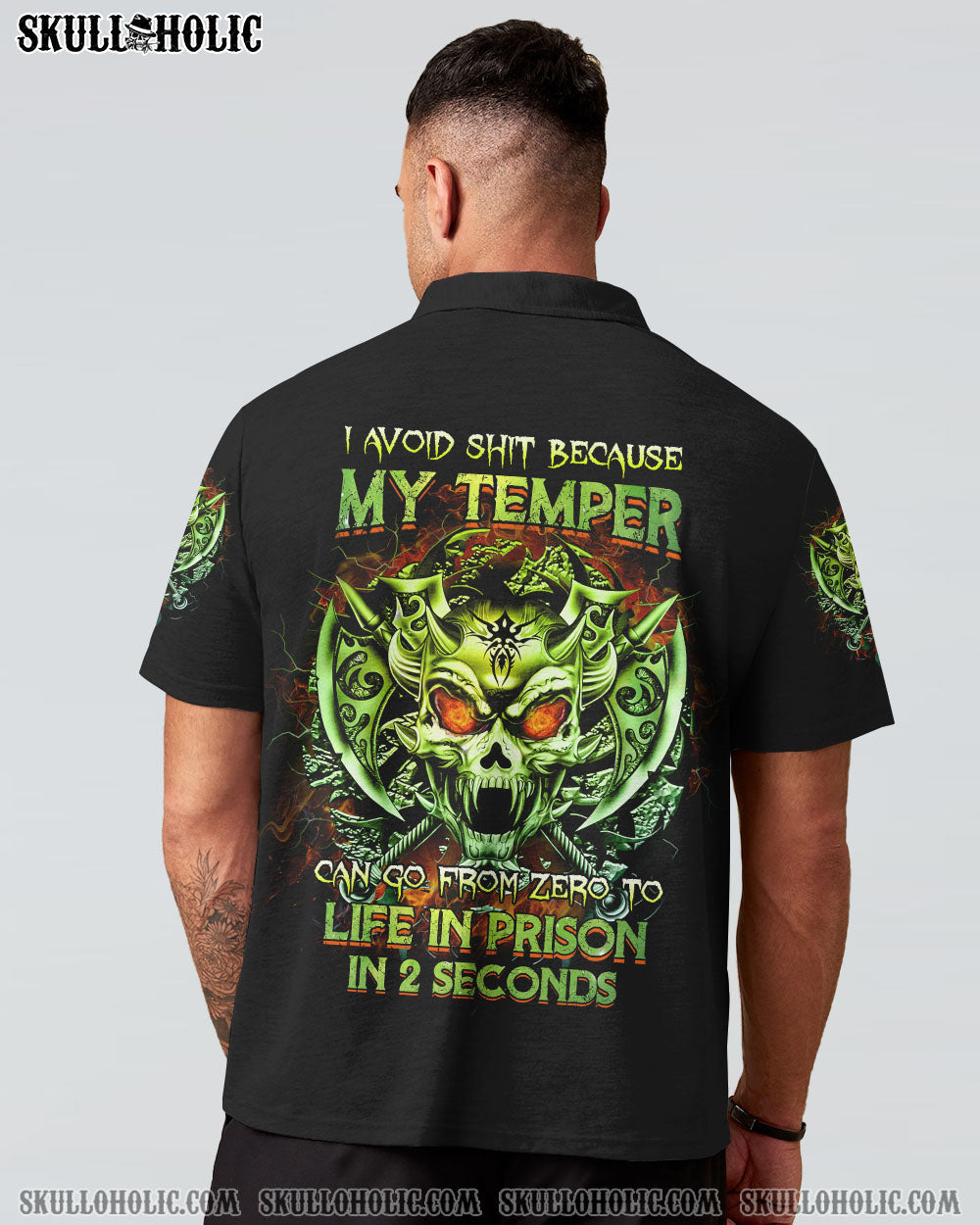 MY TEMPER CAN GO FROM ZERO SKULL ALL OVER PRINT - YHTG0710222