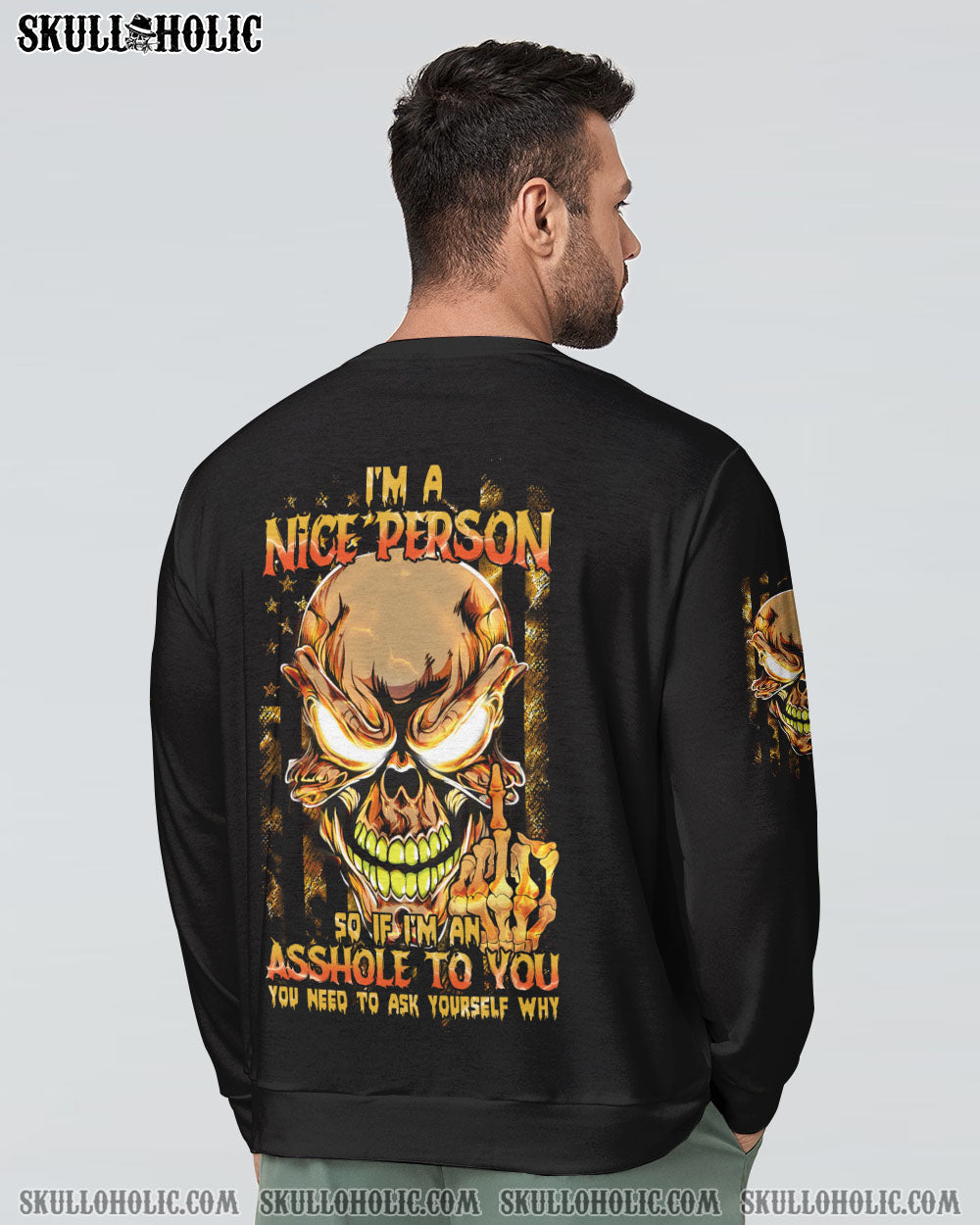 I'M A NICE PERSON FIRE SKULL FLAG ALL OVER PRINT - TLTM2710223