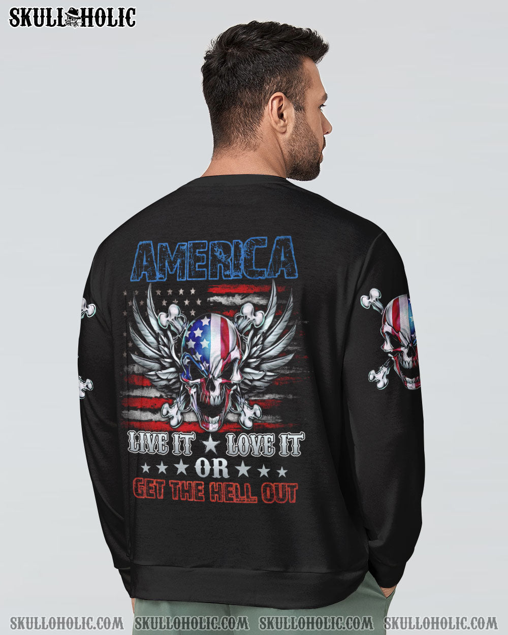 AMERICA LIVE IT LOVE IT WINGS SKULL ALL OVER PRINT - TLNZ1509222