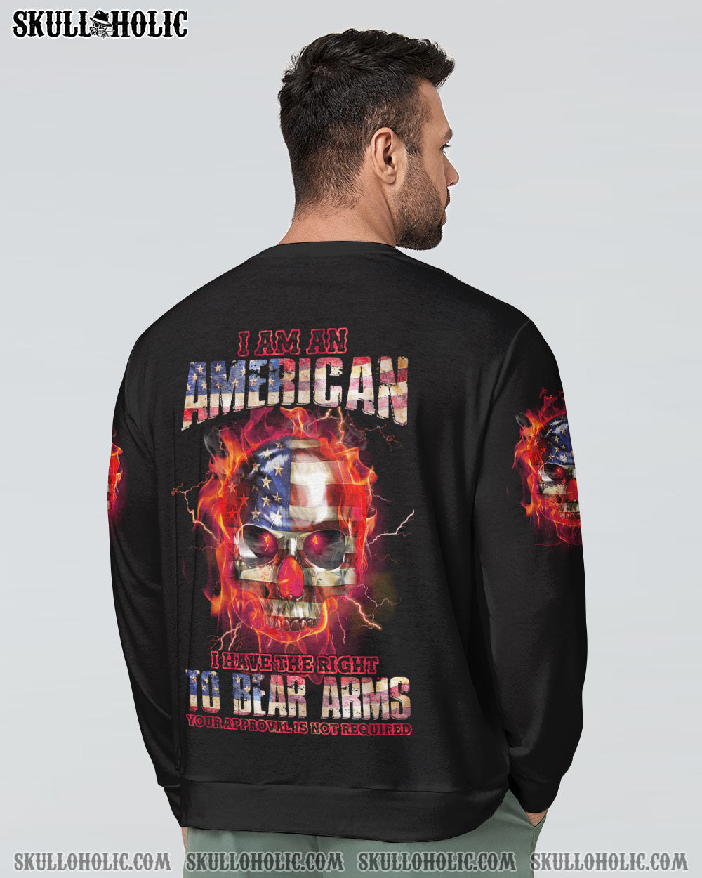 I AM AN AMERICAN FIRE SKULL FLAG ALL OVER PRINT - TLNZ1409221