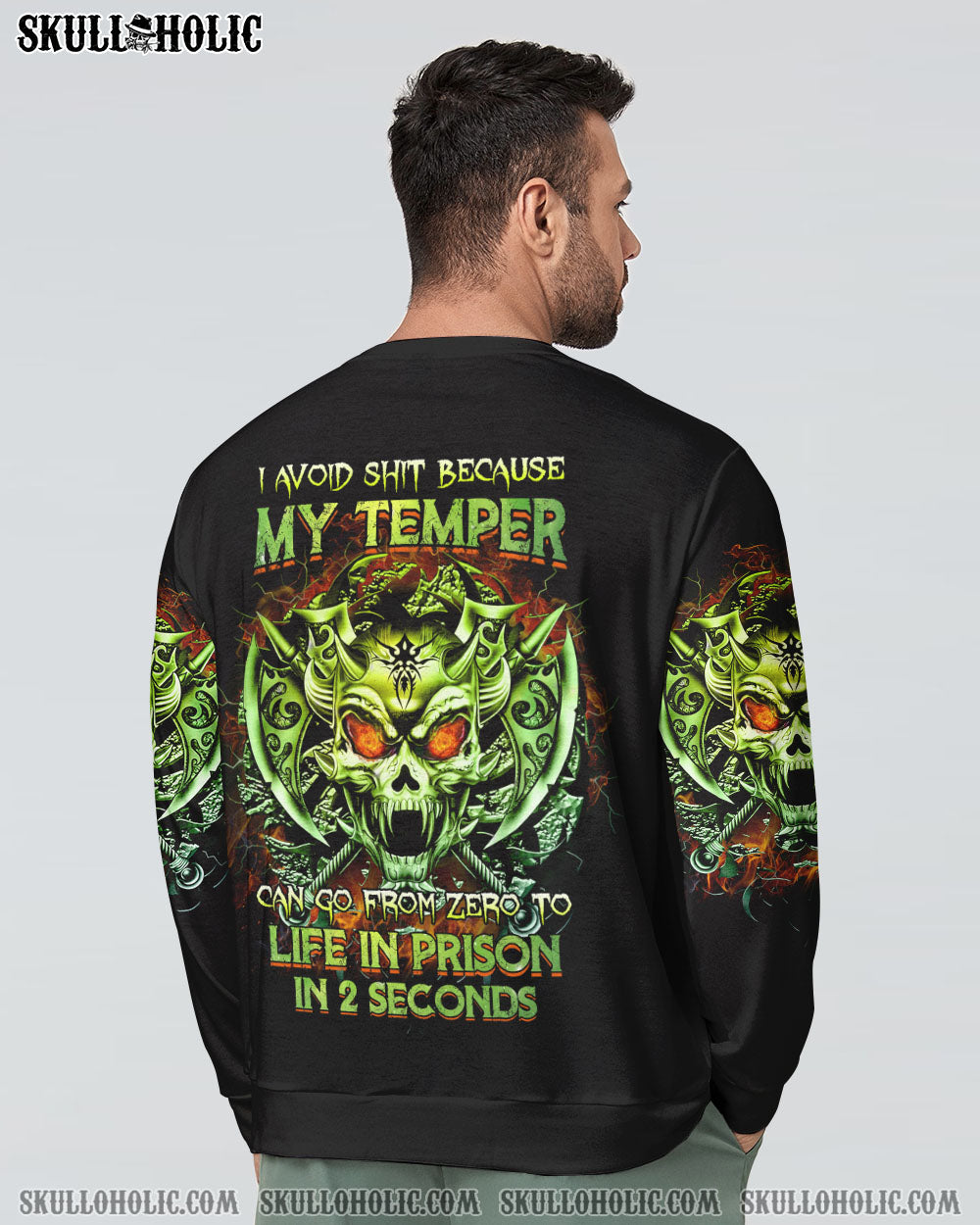 MY TEMPER CAN GO FROM ZERO SKULL ALL OVER PRINT - YHTG0710222