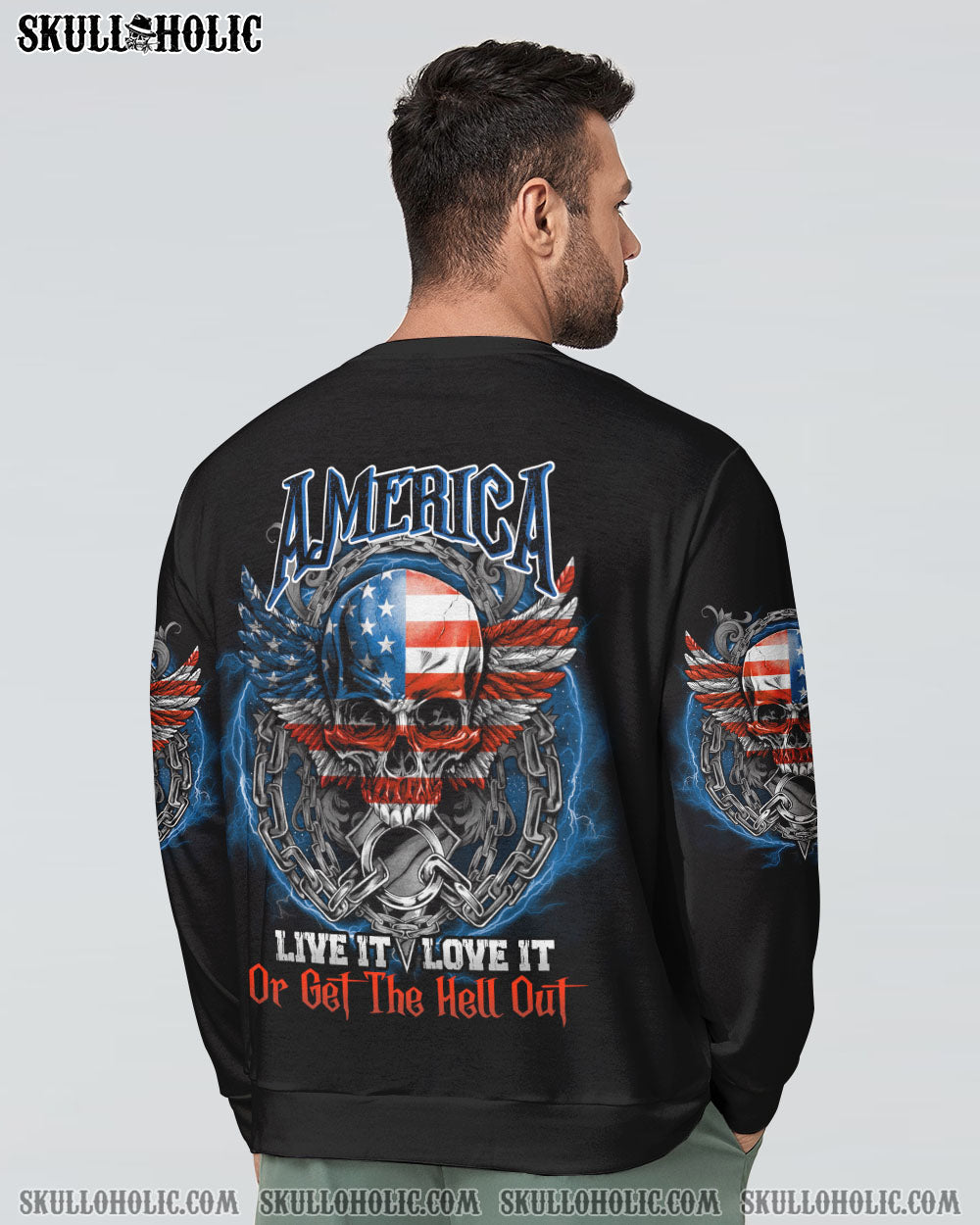 AMERICA LIVE IT LOVE IT OR GET THE HELL OUT SKULL ALL OVER PRINT - TLNO0709221